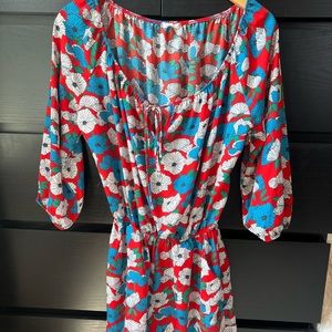 Flowery long sleeve shorts romper